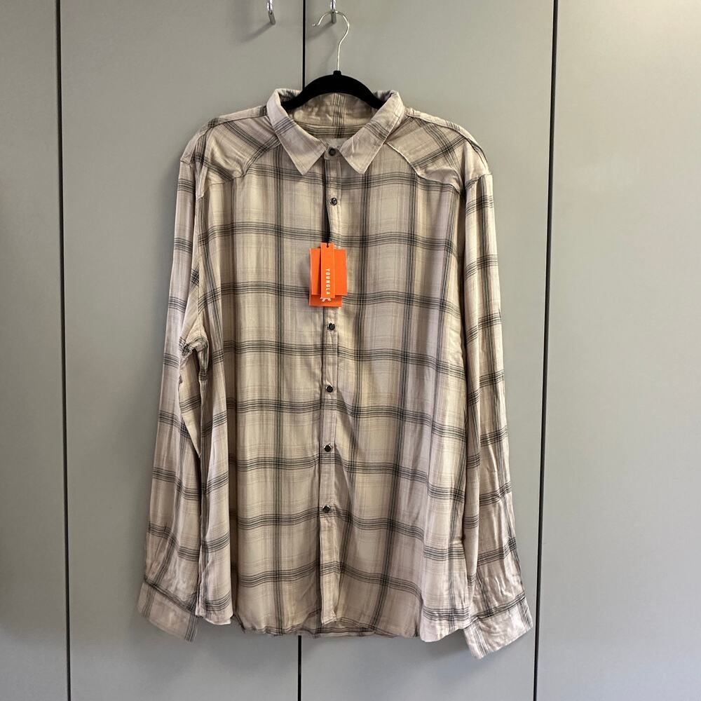 Men's YoungLA Pearl Snap, Viscose, Lightweight NWT XL MintLatte,